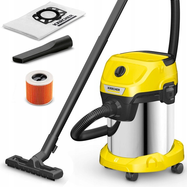 Універсальний пилосос для сухого та вологого прибирання Karcher WD 3 Premium INOX