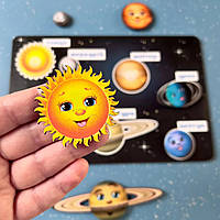 Деревянная развивающая игра для детей Планеты на липучках "Космос"