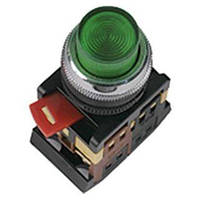 Кнопка ABLFP-22 зеленый d22мм неон/240В 1з+1р IEK