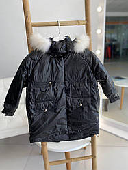 Зимова куртка пуховик на хлопчика Чорна 1800 129, Черный, Для девочек, Осень Зима, 120 , 5 лет