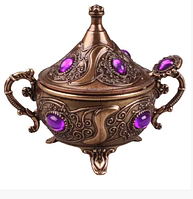 Турецька цукорниця з ложкою колір мідний (Фіолетовий камінь)