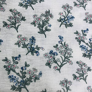 Тканина муслін жатий двошаровий, квіточки на білому (шир. 1,35 м)
