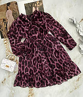 Платье шифоновое леопардовое на девочку Фиолетовое 4417 165, Фиолетовый, Для девочек, Весна Лето, 6 лет, 6 лет