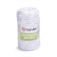 Yarnart TWISTED MACRAME 3мм  LUREX (Твістед Макраме 3 мм Люрекс) №751 білий (Пряжа, нитки для макраме)