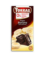 Шоколад Torras без цукру чорний з бананом 75г 12 шт ящ