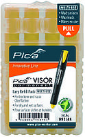Восковые запасные жёлтые графиты Pica Marker Visor Permanent набор 4 шт для сухих и влажных поверхностей