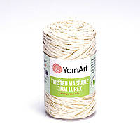 Yarnart TWISTED MACRAME 3мм LUREX (Твістед Макраме 3 мм Люрекс) №752 кремовий (Пряжа, нитки для макраме)