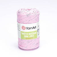 Yarnart TWISTED MACRAME 3мм LUREX (Твістед Макраме 3 мм Люрекс) №762 рожевий (Пряжа, нитки для макраме)