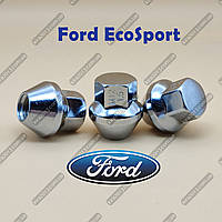 Гайка колесная Ford EcoSport цельная, М12х1,5 ключ 19мм, хром. Колесная гайка Форд ЭкоСпорт.