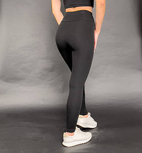 Лосини утеплені в середній рубчик на флісі жіночі трикотажні