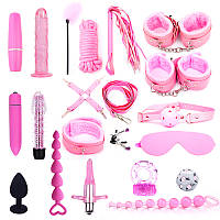 Бдсм набор 21 предмет розовый для ролевых садо-мазо игр