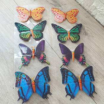 Декоративні Метелики з голографічним візерунком Butterfly 3D 8 шт./1уп Різнобарвний (KG-10725)