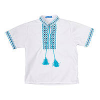 Вишиванка для хлопчика з коротким рукавом SmileTime, блакитний візерунок