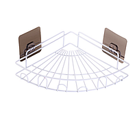 Полка угловая для ванной и кухни металл на стену 23х23х6см Белый