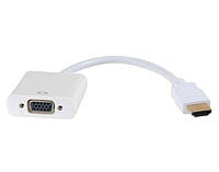 Конвертер HDMI (тато) на VGA(мама) 15cm, White, 4K/2K, Пакет Q250