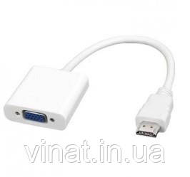 Конвертер HDMI (тато) на VGA(мама) 15cm, White, 4K/2K, Пакет Q250