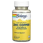 Solaray, цинк і мідь із бурими водоростями та насінням гарбуза, 100 капсул VegCap