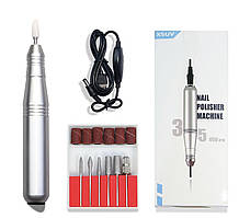 Срібний портативний фрезер (міні ручка) XSUV-701 для домашнього манікюру, 20 Вт 35000 об/хв. на USB
