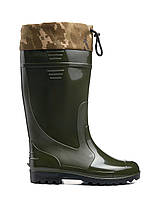Чоловічі гумові чоботи для полювання рибалки литі, черевики гумові чоботи осінні зимові ПВХ з затяжками