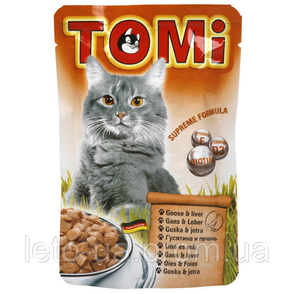 939782х20 TOMi ГУСКА ПЕЧІНКА (goose, liver) консерва корм для кішок, пауч, 100 г.