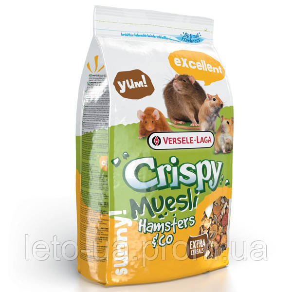 Корм Versele-Laga Crispy Muesli Hamster для хом'яків, щурів, мишей, піщанок зернова суміш, 1 кг (617212)