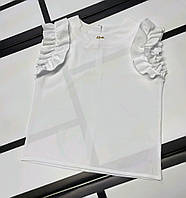Блузка біла для дівчинки на свято без рукавів 134-146р.