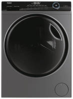 Прально-сушильна машина Haier фронтальна, 8(5)кг, 1400, A, 46см, дисплей, пара, інвертор, люк чорний, прямий привід, cріблястий