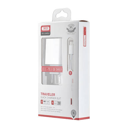 МЗП XO L64 18W FAST EU QC3.0 + PD FAST charger with type C fast cable ( NB124 ) White, фото 3