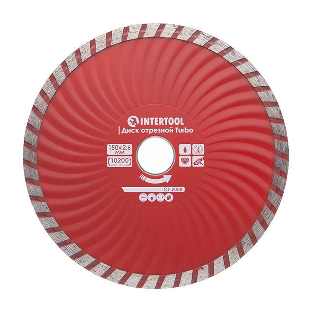 Диск відрізний по каменю TURBO алмазний, 150 мм, 22-24%, Проф INTERTOOL CT-2008