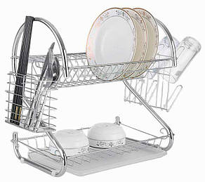 Сушарка для посуду Maestro Basic MR-1025-53 сушка з нержавіючої сталі двоярусна з піддоном, фото 2