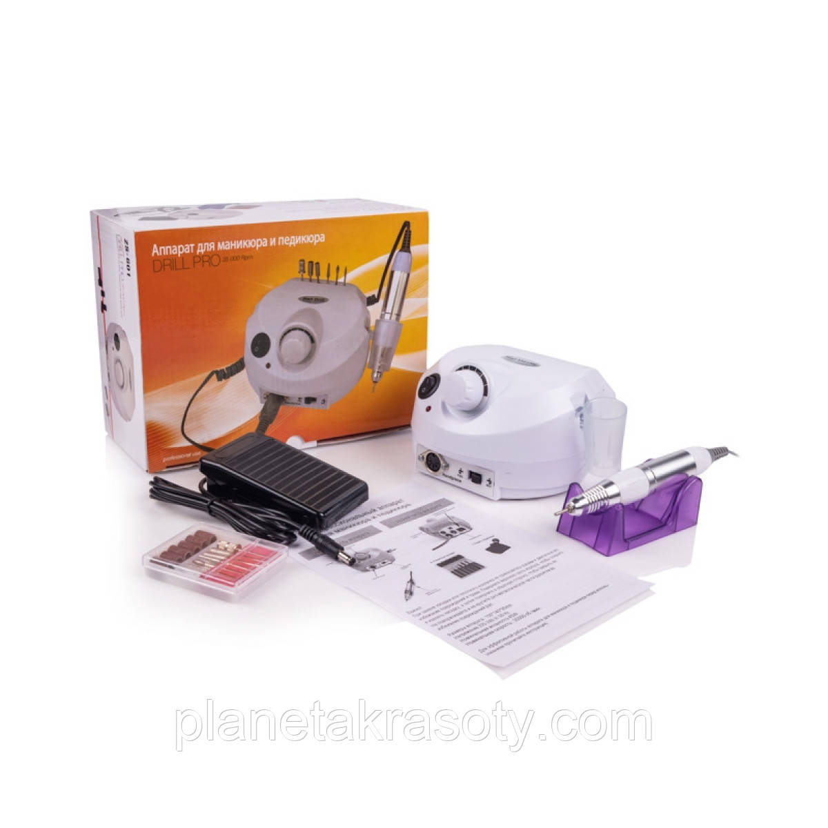Фрезер для манікюру і педикюру Nail Master ZS-601 PRO 45W / 35000 об White, фото 1