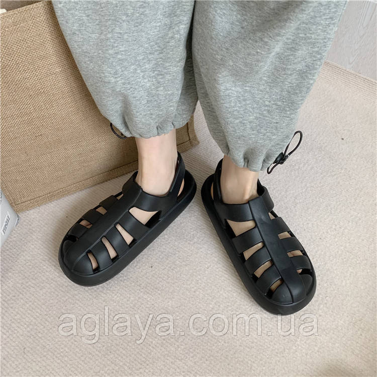 Крокси (сандалі) підліткові чорні піна (24-24.5см), фото 1
