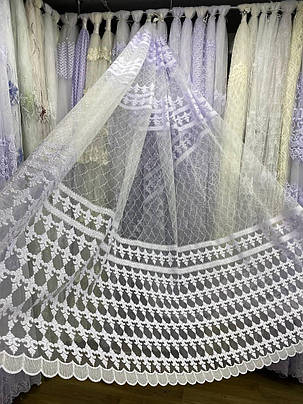 Тюль фатін вишивка+корд 2,8 холодно білий, фото 1
