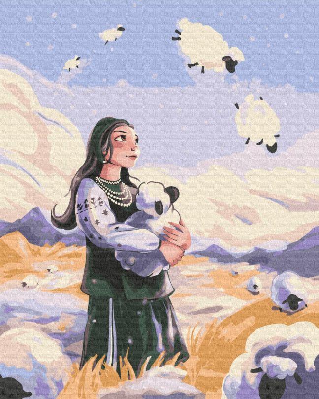 Розмальовка по номерах BrushMe Господиня і снігові вівці @artdiua (BS53717) 40 х 50 см