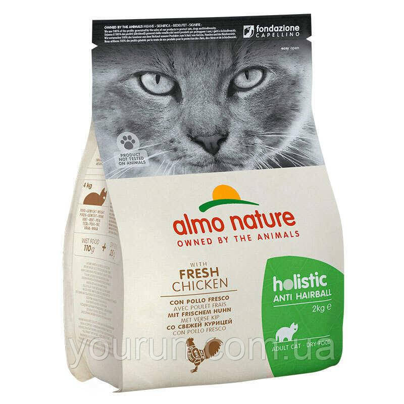 Almo Nature (Альмо Натюр) Holistic Cat Hairball Chicken-Суха корм для виведення шерсті в дорослих кішок зі