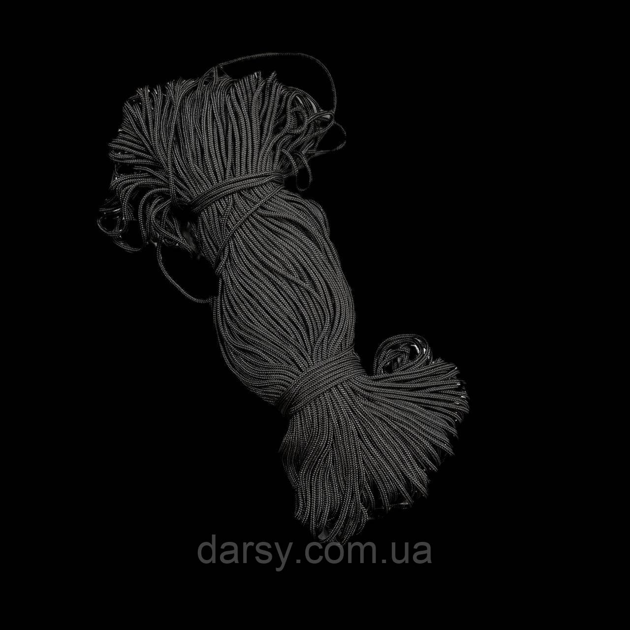 Шнур нейлон з сердечником 3 мм колір чорний, фото 1