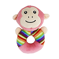 Іграшка брязкальце (рожева мавпа)