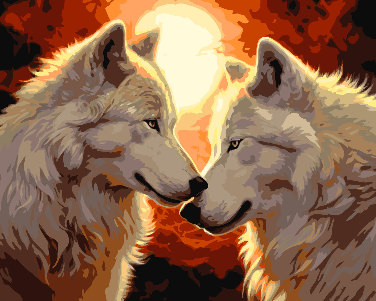 Картина за номерами 40×50 см Kontur. Пара вовків. Відданність DS0528, фото 1