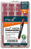 Восковые запасные красные графиты Pica Marker Visor Permanent набор 4 шт для сухих и влажных поверхностей