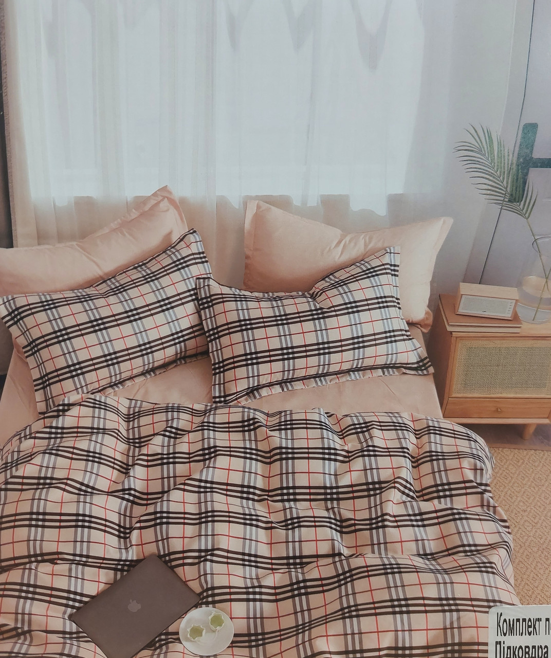 Постільна білизна Koloco Шотландка - простирадло на гумці - Євро