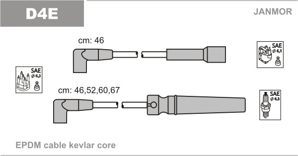 Дроти запалювання JanMor D4E для Nexia 1,5 16V