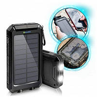 Портативный внешний аккумулятор на солнечной батарее Power Bank Solar 50000 мАч зарядное устройство 2 USB черн