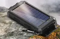 Бронированный солнечный Power Bank Solar 20000 мАч, черный, 2 x USB