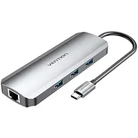 USB-хаб Vention Hub 9-in-1 USB 3.1 Type-C HDMI / USB 3.0x3 / RJ45 / SD / TF / TRRS 3.5 mm / PD