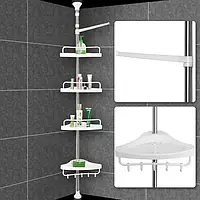 Полка угловая в ванную комнату телескопическая , Складной угловой открытый стеллаж с полками,этажерка