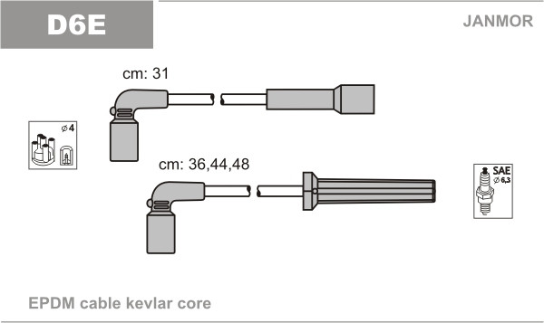 Дроти запалювання JanMor D6E для Lanos 1,5 1,4 8V