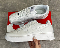 Кроссовки мужские Nike Air Force Low из Натуральной Кожи Белые, Кеды Найк аир форс Кожаные Качественные NK078