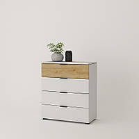 Сучасний стильний білий 80 см комод з висувними шухлядами для речей та білизни в спальню K4 Сан Маріно