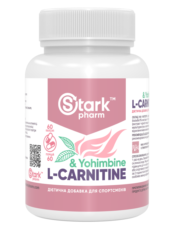 Жироспалювач проблемних зон Stark Pharm - L-Carnitine & Yohimbine (60 капсул)