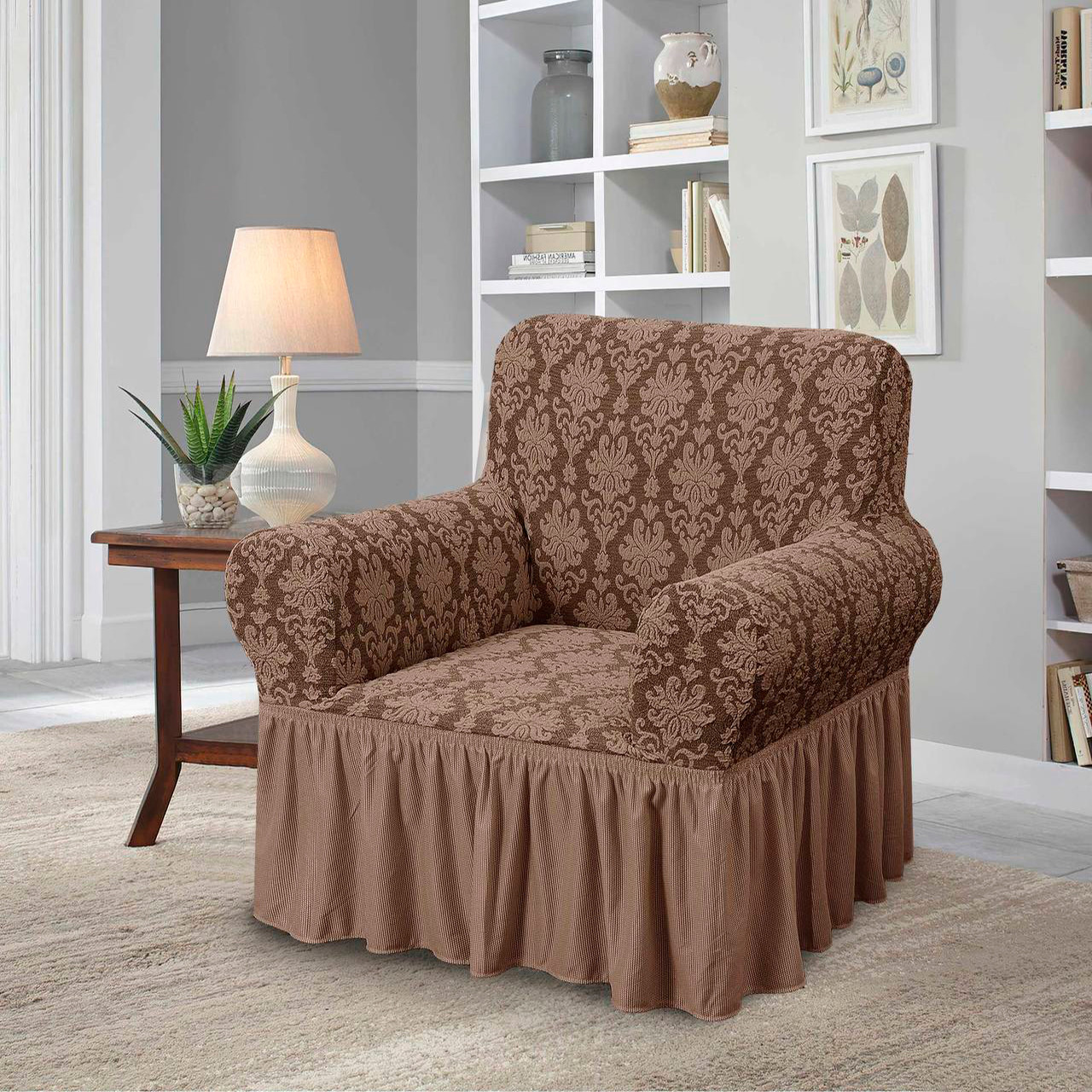 Чохол жакардовий для крісла какао Love You 160 x 220 см